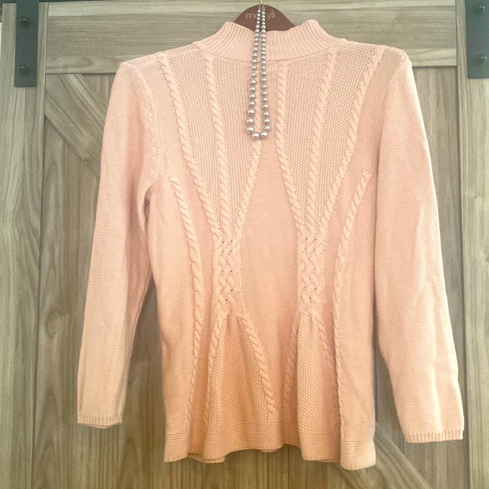 Cupio - Women’s Sweater Braided Chunk Cable Knit Pink